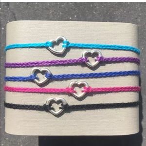 Friendship String Heart Boho Bracelets x2